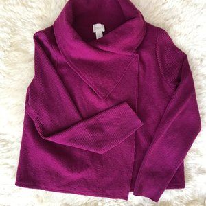 Chico's Fuschia Cowl-Neck Single Button Cardigan